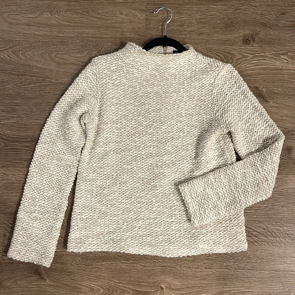Mixed Oatmeal Wool Mock Neck Sweater